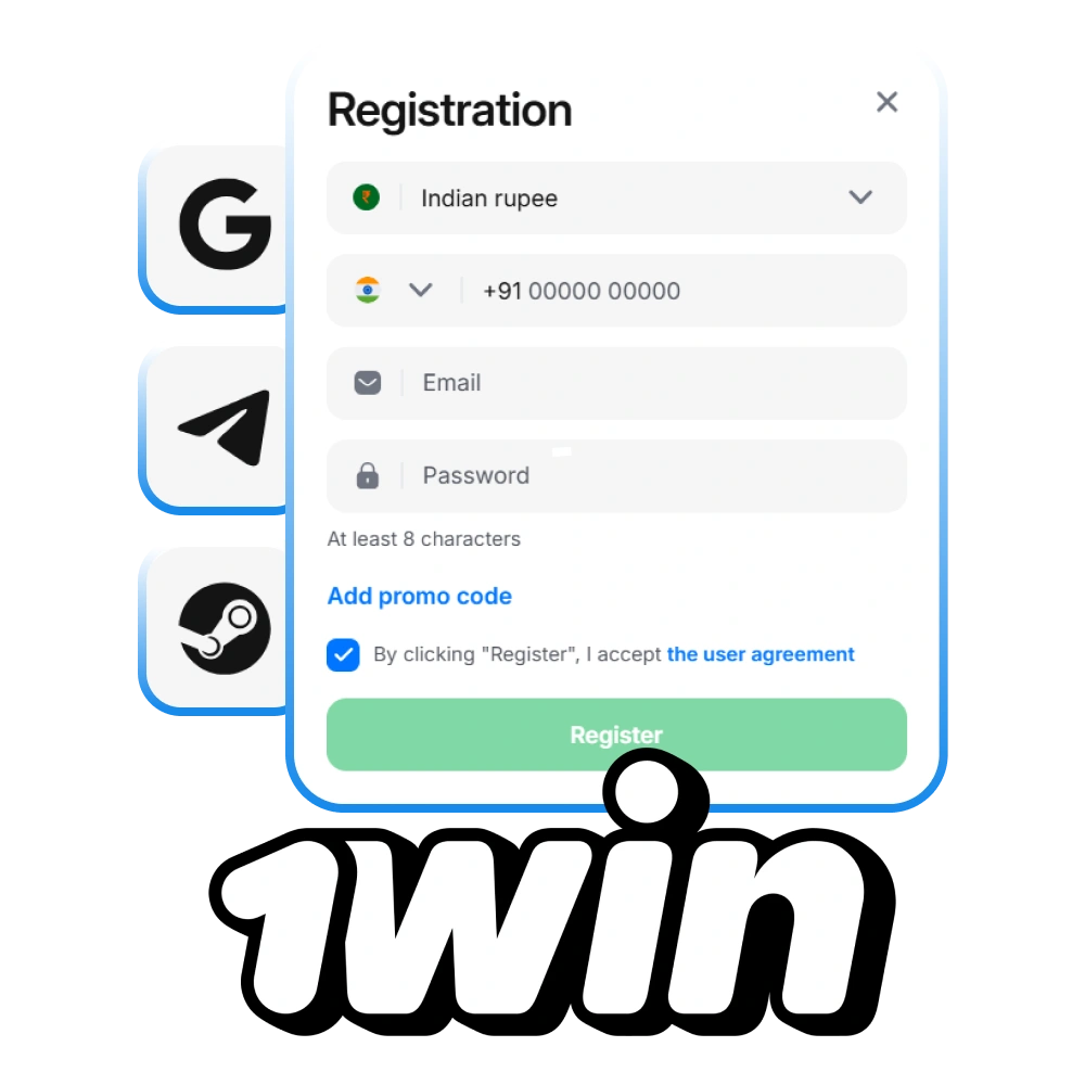 Sign up for 1win go to place bets and play casino games in India.